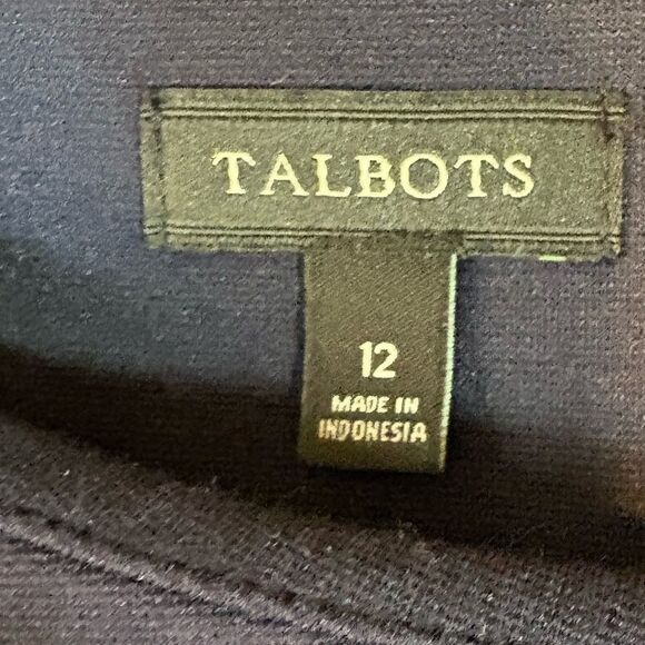 Talbots Navy Shift Dress 12 | 3/4 Sleeve Nautical Classic Work Dress - Picture 4 of 4